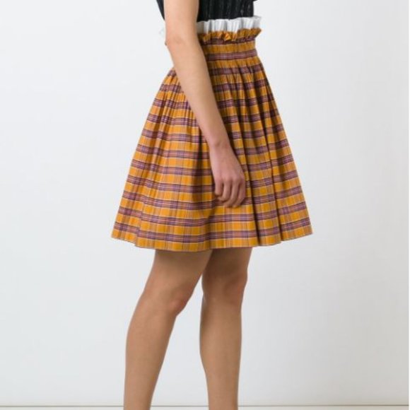 Nº21 Ruffled Waist Pleated Paperbag Check Skirt - Picture 2 of 5